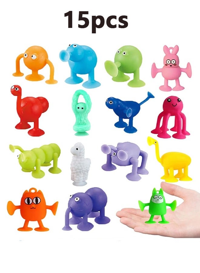 جيوستوس 15 PCS Soft Silicone Cup Cup Play Play Set ، ألعاب كأس الشفط على شكل حيوان ، إطلاق ضغط متعدد الألوان ، ألعاب تفاعلية للوالدين ، ألعاب غرفة الأطفال - Image 1