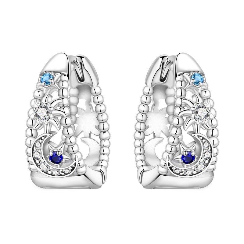 MISEFF Star Moon Earrings Collection with Crystals, 925 Silver, Original Design, Light Luxury Women's Jewelry