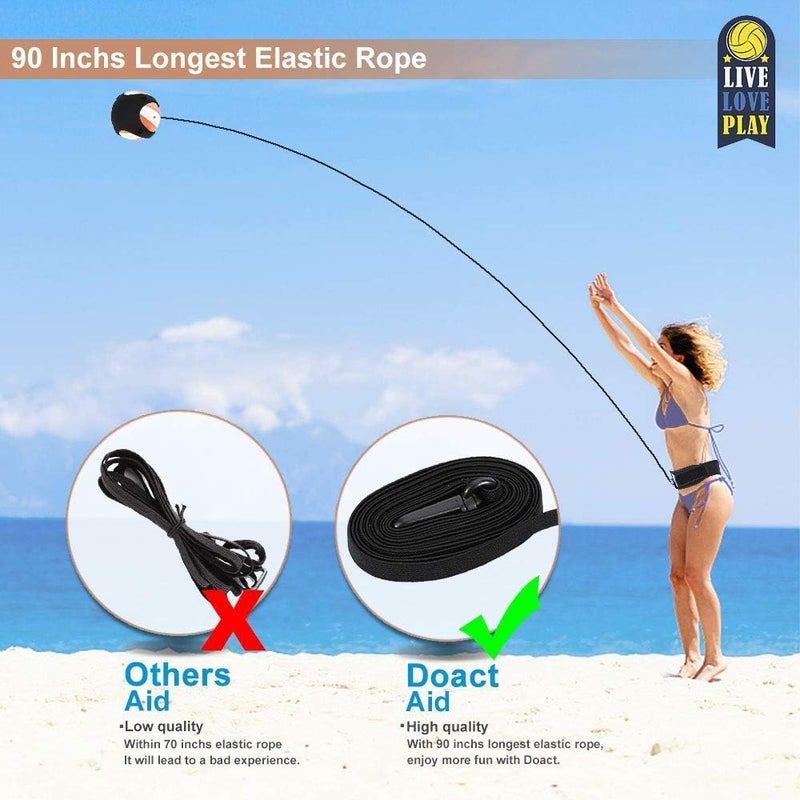 klarako Volleyball Training Equipment Aid, Solo Practice Trainer for Serving Setting Spiking with Ease, Arm Swings Serve Football Kick Spike w/Adjustable Elastic Cord Band for Adult Kids Beginners & Pro - Image 4