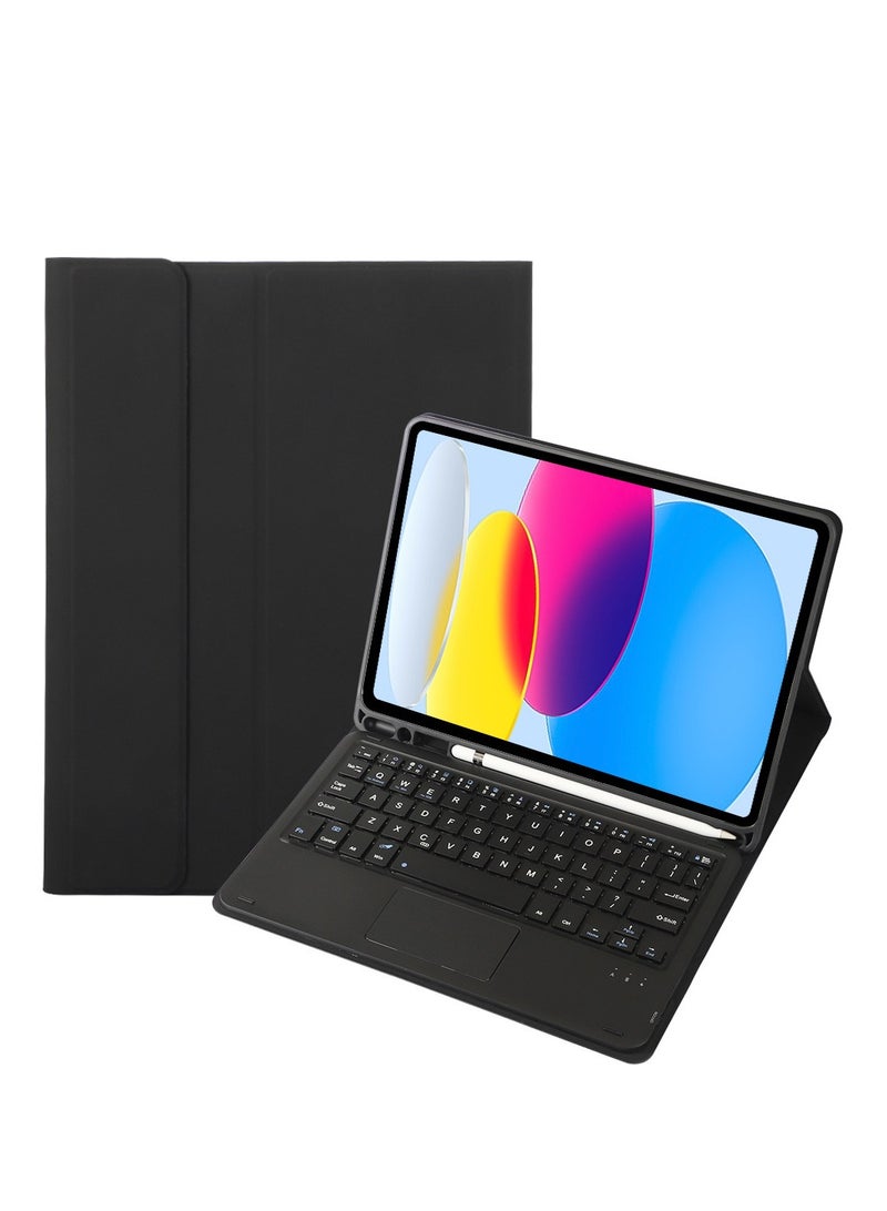 لوحة مفاتيح ثنائية اللغة مع لوحة لمس متوافقة مع سامسونج تاب إيه 11 بلس 2025، لوحة مفاتيح مغناطيسية قابلة للفصل تحتوي على حامل للقلم