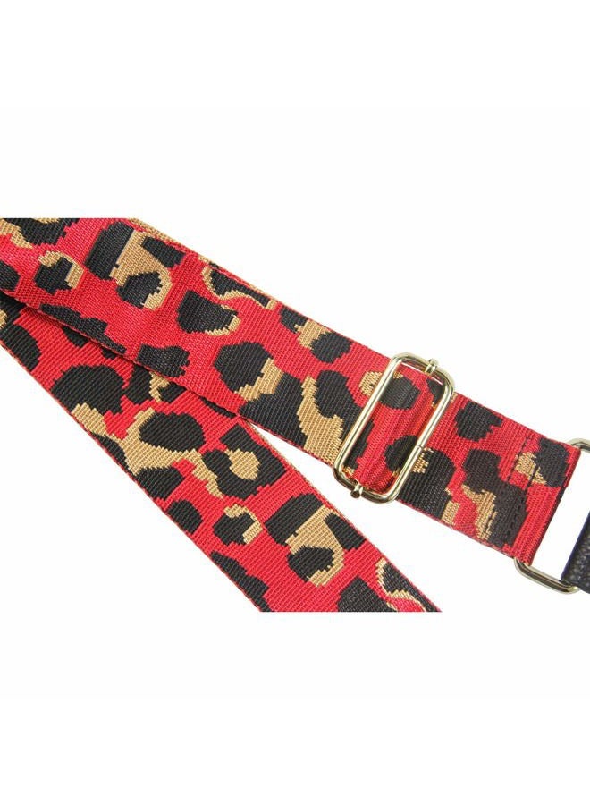 Duwi Wide Purse Strap Multicolor Striped Guitar Style Strap Adjustable Canvas Crossbody Bag Strap, Black, Red, Leopard Print - Image 4