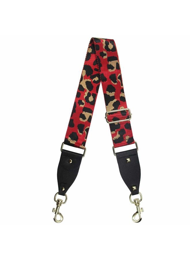 Duwi Wide Purse Strap Multicolor Striped Guitar Style Strap Adjustable Canvas Crossbody Bag Strap, Black, Red, Leopard Print - Image 2