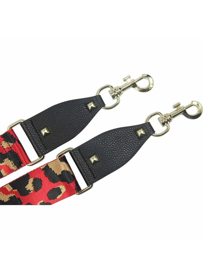 Duwi Wide Purse Strap Multicolor Striped Guitar Style Strap Adjustable Canvas Crossbody Bag Strap, Black, Red, Leopard Print - Image 3
