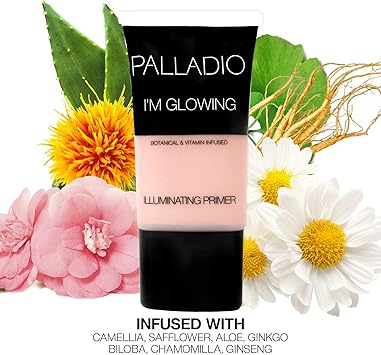 PALLADIO Palladio Im Glowing Illuminating Primer 067 oz Pearly Pink Makeup Primer for Face Contains Aloe Vera Grape Seed Oil Green Tea Brightens Complexion Combats Wrinkles Fine Lines Pores  - Image 4