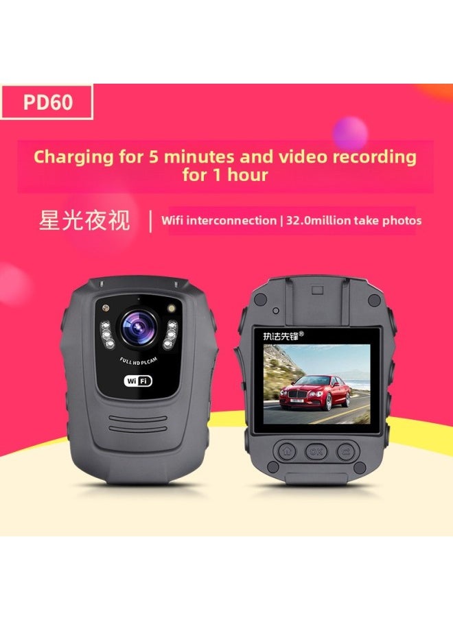 Generic Law Enforcement Pioneer Charging PD60 Law Enforcement Recorder HD Duty Work Site Recorder WiFi Wireless-Body Color:PD60 Fast Charge 16g  - Image 2