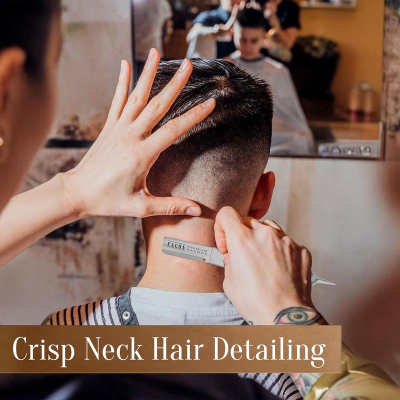 FACON Facón Beard Razor for Men - Professional Beard Shaping Tool Grooming Kit with 11 Replacement Blades, Mustache Shaper, Edger & Lineup, Premium Precision Straight Edge Razor 100% Stainless Steel Blade - Image 4