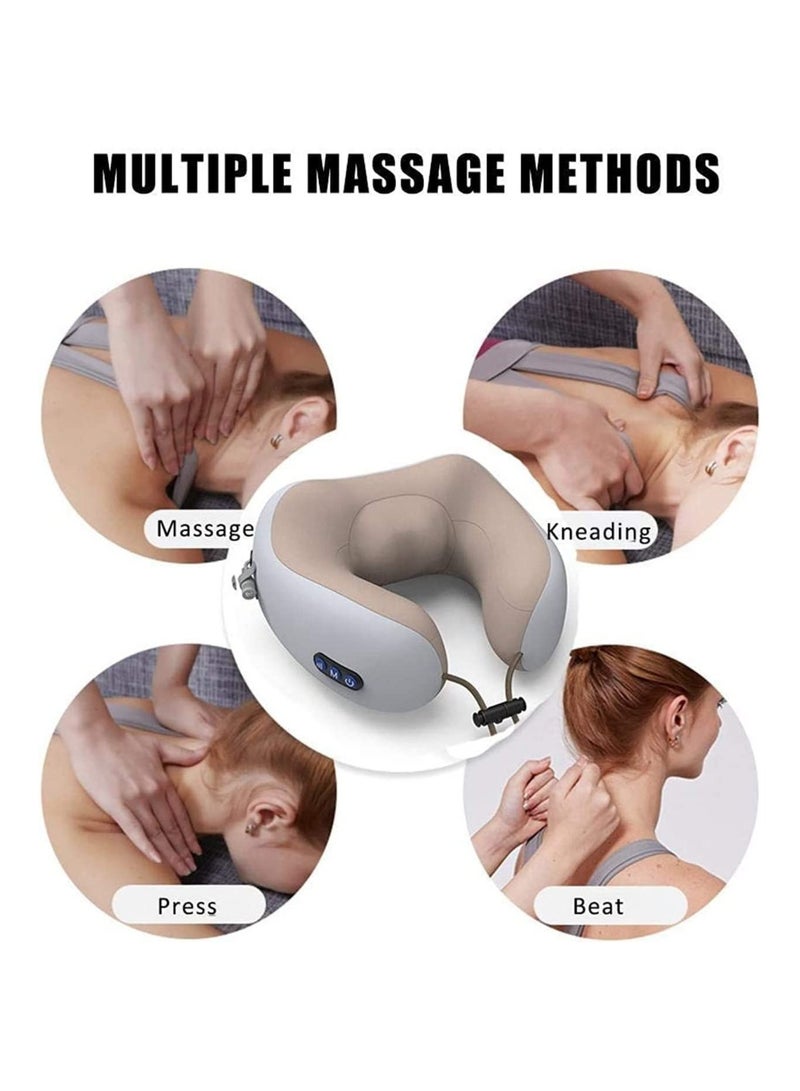 Rechargeable U Shaped Cervical Massage Pillow Neck Massager Vibration Neck Massage Pillow, Multifunctional Shoulder and Neck Electric Massager for Relax Muscles Fatigue - Image 3