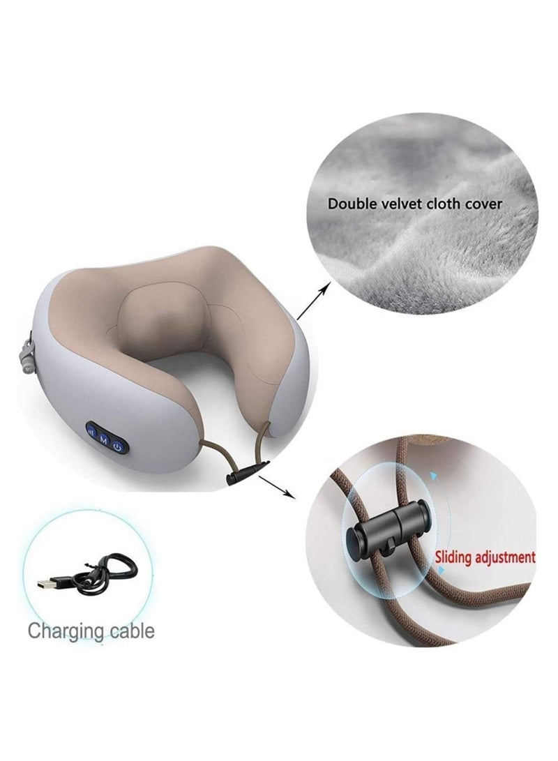Rechargeable U Shaped Cervical Massage Pillow Neck Massager Vibration Neck Massage Pillow, Multifunctional Shoulder and Neck Electric Massager for Relax Muscles Fatigue - Image 2