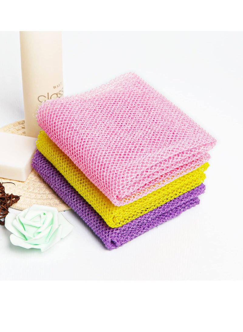 Accessorize Kingdom 3 African Net Bath Sponges - Exfoliating Scrubbers, Yellow, Pink, Purple  - Image 2