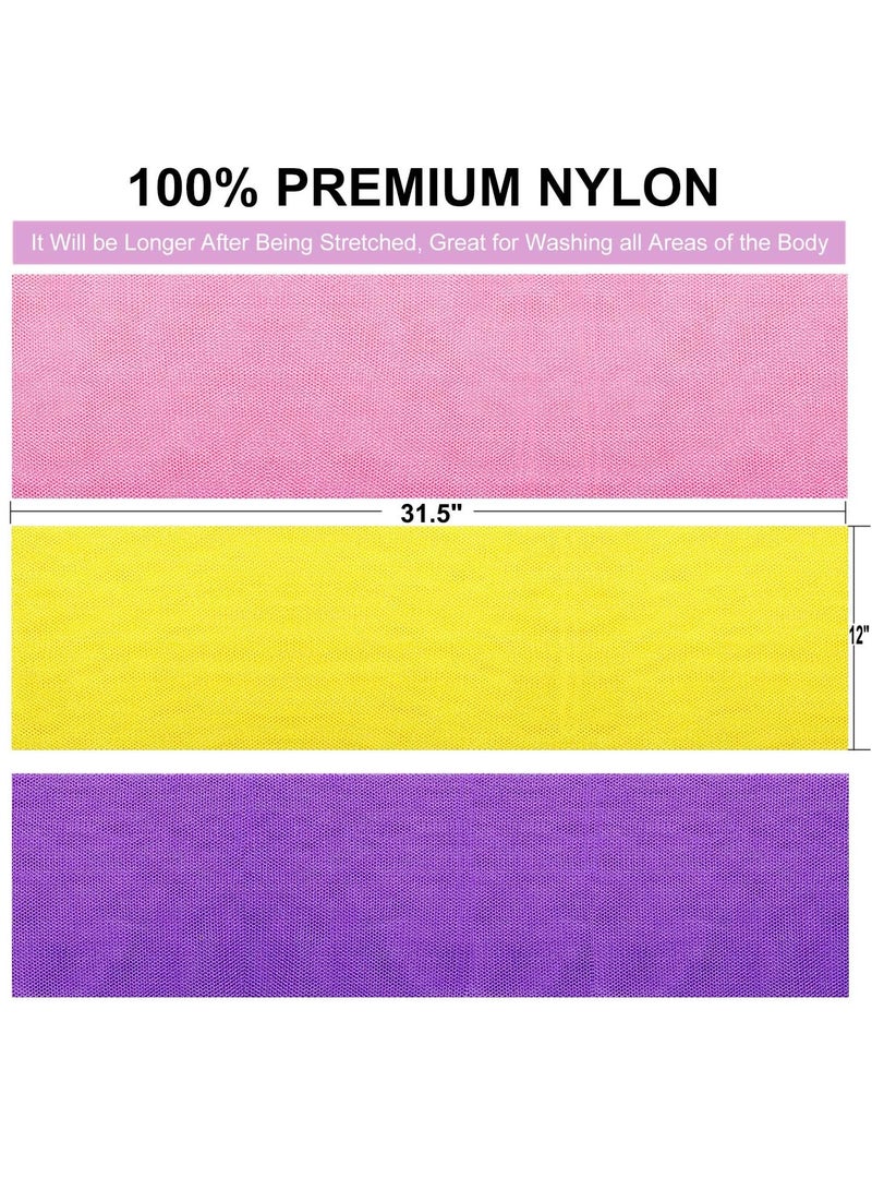 Accessorize Kingdom 3 African Net Bath Sponges - Exfoliating Scrubbers, Yellow, Pink, Purple  - Image 3