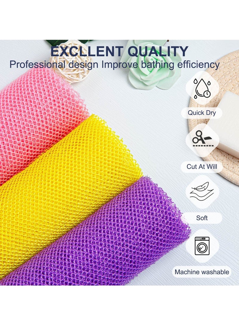 Accessorize Kingdom 3 African Net Bath Sponges - Exfoliating Scrubbers, Yellow, Pink, Purple  - Image 4