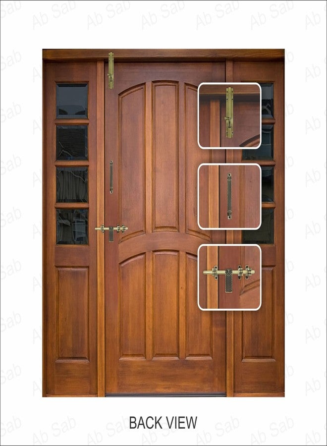 Ab Sab® Antique Finish Brass Door Accessories Fittings Kit Aldrop Set Standard Golden with Screws Design 2 (Pack of 1) - Image 5