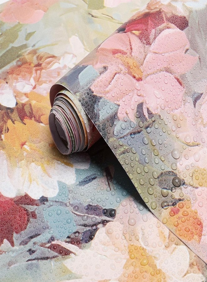 TAOGIFT Peel and Stick Decorative Colorful Floral Thick Shelf Liner Contact Paper for Cabinets Dresser Drawer Furniture Window Wall Paper Sticker 17.7x117 Inches - Image 1