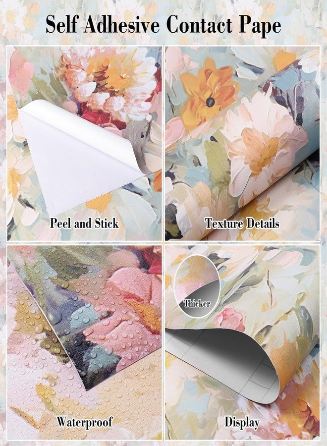 TAOGIFT Peel and Stick Decorative Colorful Floral Thick Shelf Liner Contact Paper for Cabinets Dresser Drawer Furniture Window Wall Paper Sticker 17.7x117 Inches - Image 3