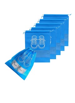 Generic Shoe storage bags dust-proof drawstring shoe bags with transparent hole portable waterproof organizers for daily use and travel 5 PCs blue color from Rana store  - Image 1
