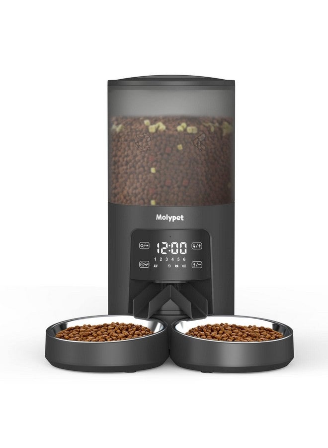Molypet Automatic Cat Feeders For 2 Cats  6L Cat Food Dispenser With Double Bowls, Programmable Timed Cat Feeder Up To 6 Meals Per Day With 10S Voice Recorder, Support Dual Power Supply - Image 1