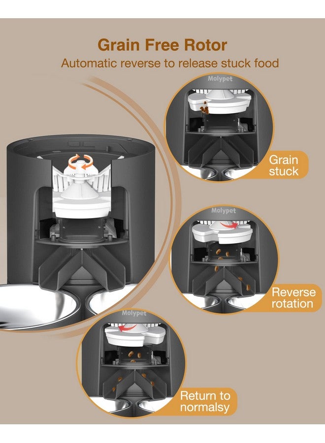 Molypet Automatic Cat Feeders For 2 Cats  6L Cat Food Dispenser With Double Bowls, Programmable Timed Cat Feeder Up To 6 Meals Per Day With 10S Voice Recorder, Support Dual Power Supply - Image 5