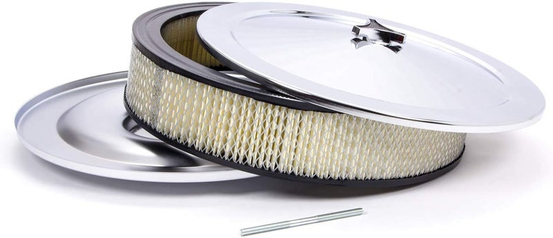 Racing Power Company R8000 14" x 3" Chrome Plain Flat Base Air Cleaner Set - Image 2