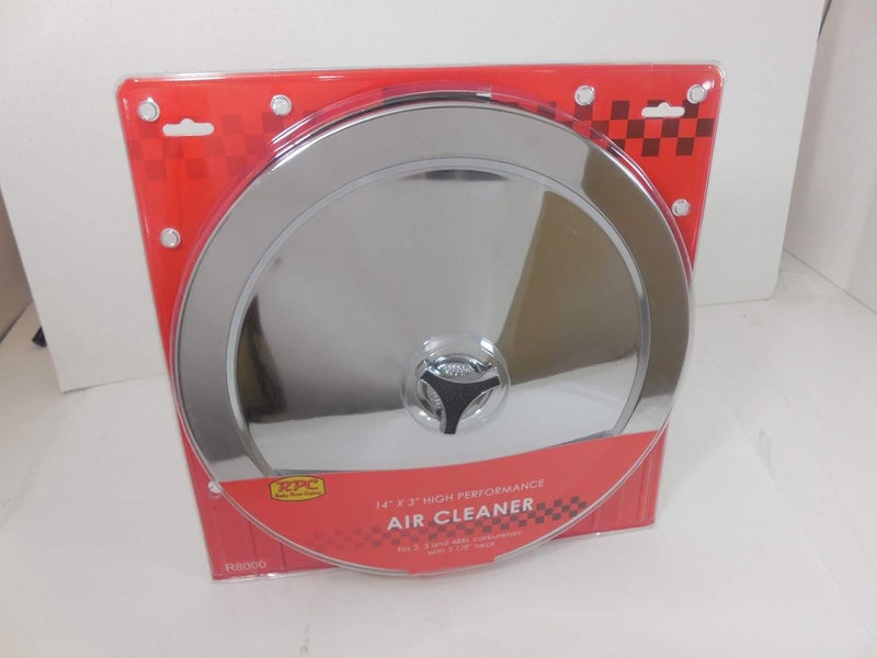 Racing Power Company R8000 14" x 3" Chrome Plain Flat Base Air Cleaner Set - Image 3