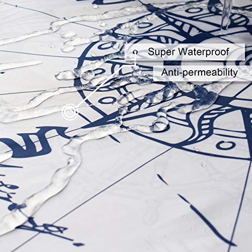 DESIHOM Blue Nautical Octopus Shower Curtain Set, Funny Ocean Kraken Shower Curtains for Bathroom, Beach Coastal Pirate Map Decor Polyester Fabric-72" x 72" - Image 3