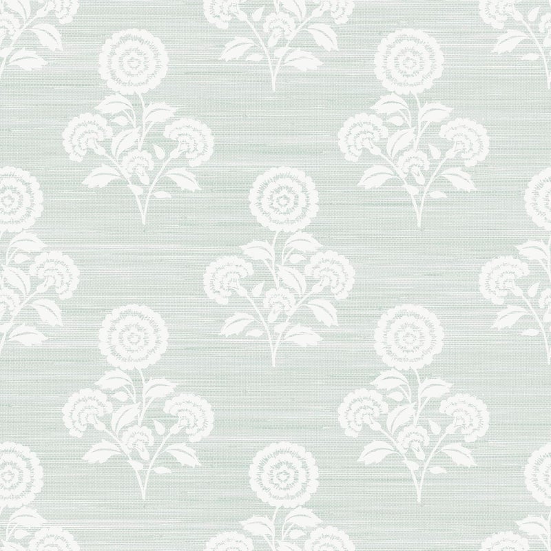 NuWallpaper Flourish Block Print Whisper Blue Faux Grasscloth Peel and Stick Wallpaper SSS6310