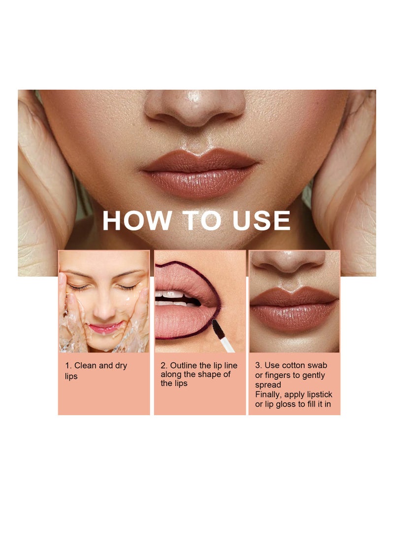 KASTWAVE Peel Off Lip Liner Tattoo, Lip Stain Peel Off, Non-stick Cup Liquid Lip Liner Matte Finish Lip Makeup, Long Lasting Waterproof (Light Brown, 2Pcs) - Image 4
