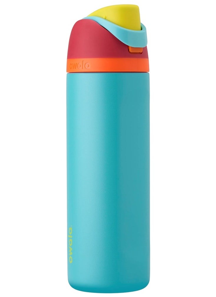 Owala Owala Cup FreeSip Insulated Stainless Steel Water Bottle with Straw for Sports and Travel, BPA-Free,Red/Aqua (Summer Sweetness)  - Image 1