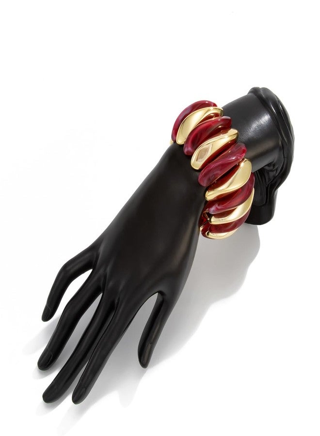 MIFYNN Acrylic Chunky Bangle Bracelets for Women Stackable Stretch Resin Bracelet Minimalist Colorful Bangle Vintage Boho Chic Wristband Jewelry for Women (Wine Red) - Image 5