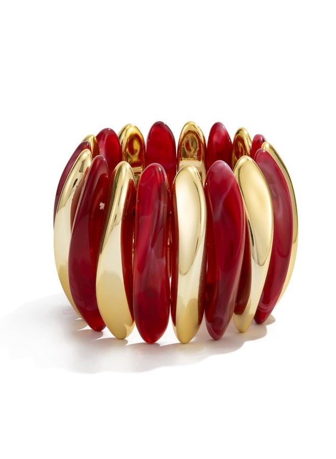 MIFYNN Acrylic Chunky Bangle Bracelets for Women Stackable Stretch Resin Bracelet Minimalist Colorful Bangle Vintage Boho Chic Wristband Jewelry for Women (Wine Red) - Image 1