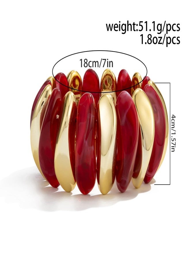 MIFYNN Acrylic Chunky Bangle Bracelets for Women Stackable Stretch Resin Bracelet Minimalist Colorful Bangle Vintage Boho Chic Wristband Jewelry for Women (Wine Red) - Image 3