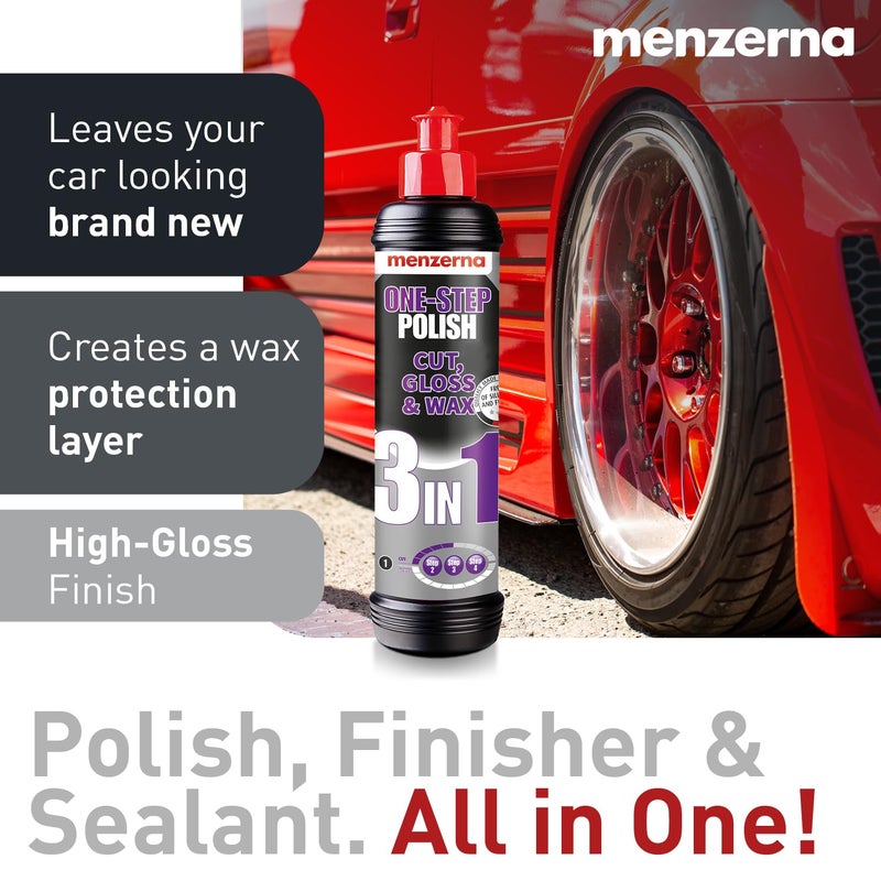 menzerna One-Step Polish 3in1 I Medium Cut Polish with High Gloss Finish & Seal in One I Buffing & Polishing Compound for Car Maintenance I Swirls, Holograms & Scratches I Car Body Repair I 16 fl oz. - Image 3