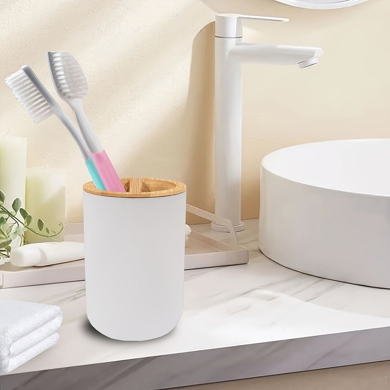 Black Freestanding Toothbrush Toothpaste Holder Durable Plastic No Drill Adhesive Space Saving - Image 4
