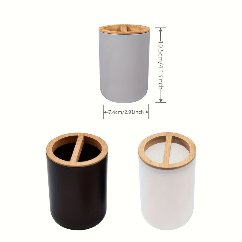 Black Freestanding Toothbrush Toothpaste Holder Durable Plastic No Drill Adhesive Space Saving - Image 2