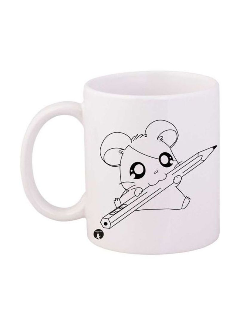 RKN The Anime Hamtaro Printed Mug White/Black Standard Size
