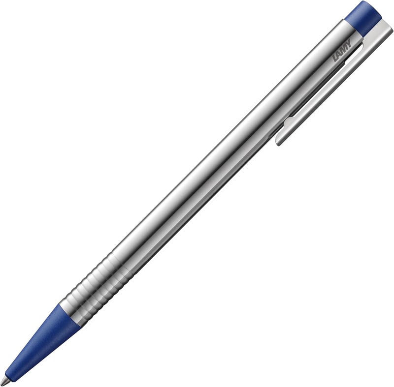 LAMY logo DB03801 Retractable Ballpoint Pen - Blue with Stainless Steel Finish - Image 1