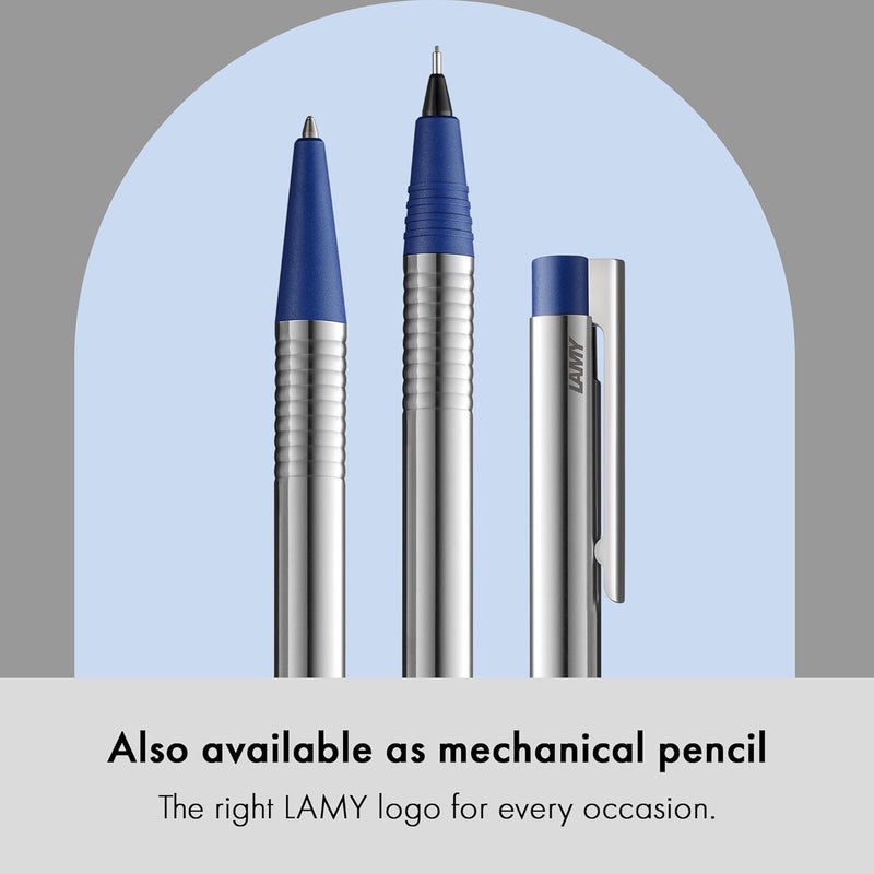 LAMY logo DB03801 Retractable Ballpoint Pen - Blue with Stainless Steel Finish - Image 5