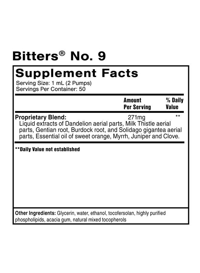 Quicksilver Scientific Quicksilver Scientific Dr. Shade's Bitters No. 9 - for Digestion - Fast Acting Liposomal Digestive Bitters with Milk Thistle, Burdock Root & Juniper Essential Oil - Digestive Support (50ml) - Image 2
