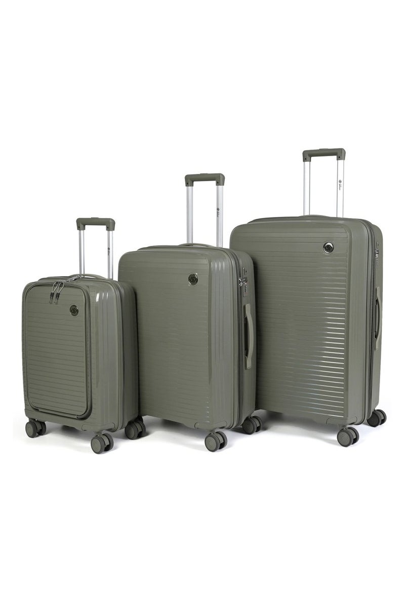 PP Unbreakable Luggage Set of 3pcs Olive Color
