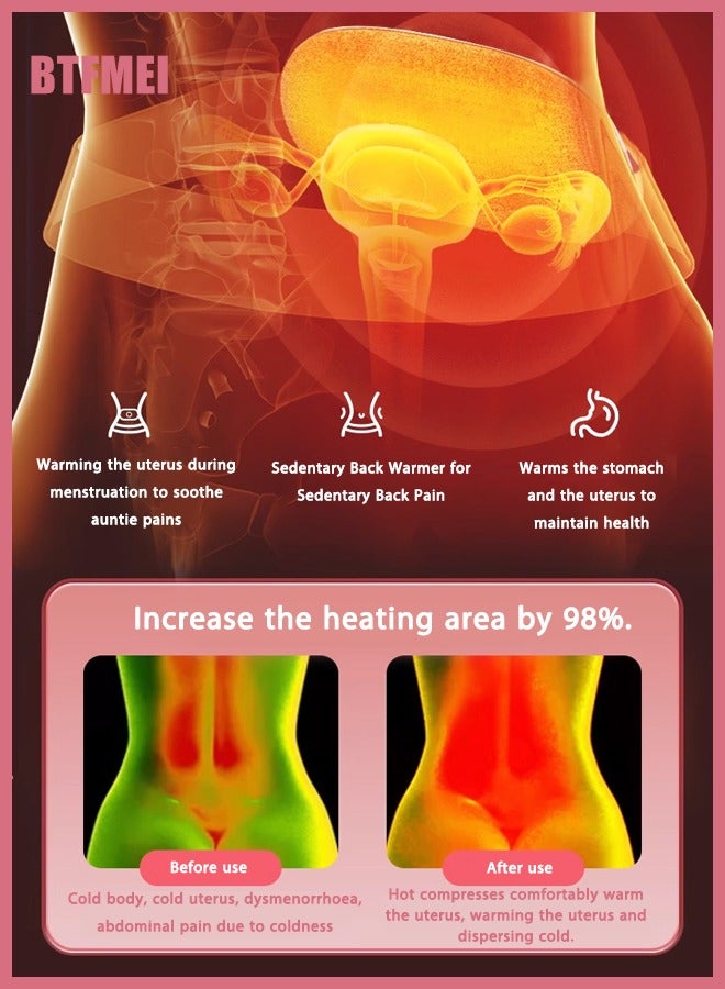 BTFMEI Portable Cordless Heating Pad for Menstrual Cramps Relief ，Warmer Belt, Warmer Belt, Heated Massage Warmer Belt, Vibrating Heat Kneader  - Image 3