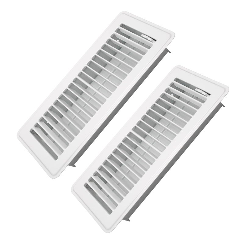 Howeall 4" x 10" Floor Register 2 Pack - Heavy Duty Steel Walkable Floor Vents - Easy Adjust Air Supply Lever - Vent Covers for Home (White) - Image 1