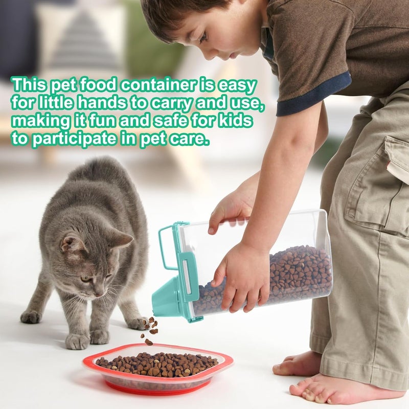 TBMax Rice Container Cereal Storage Container 2 Pack 5 Lbs, Kitchen Pantry Dry Food Storage Holder with Easy-Pouring Spout & Handy Cup, Small Pet Dog Cat Food Dispenser for Daily Feeding -Cyan - Image 4
