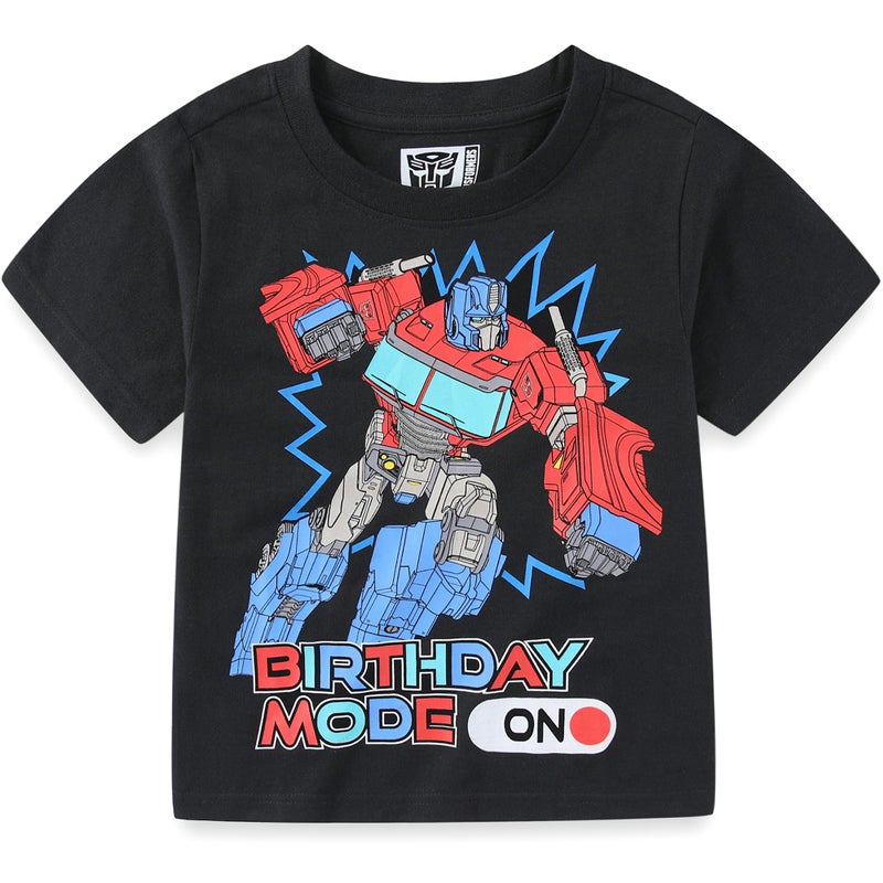 Transformers Optimus Prime Birthday Boys Short Sleeve T-Shirt for Big Kids Black - Image 1