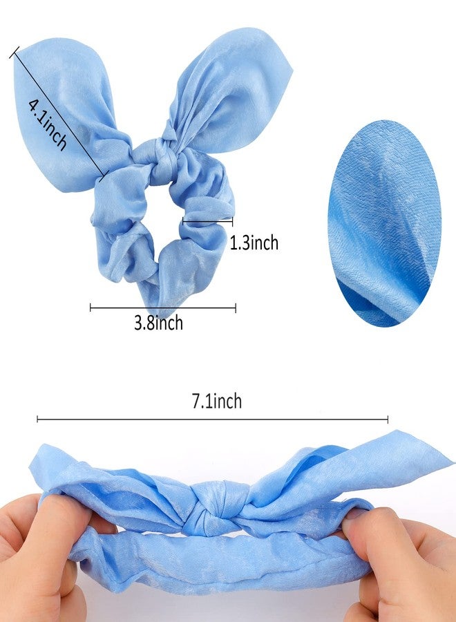 ACO-UINT 20 Pack Hair Scrunchies for Girls and Women, Satin Scrunchies for Thick Hair with Bow, Bunny Ear Scrunchies, Summer Hair Accessories, 20 Solid Color Options - Image 5