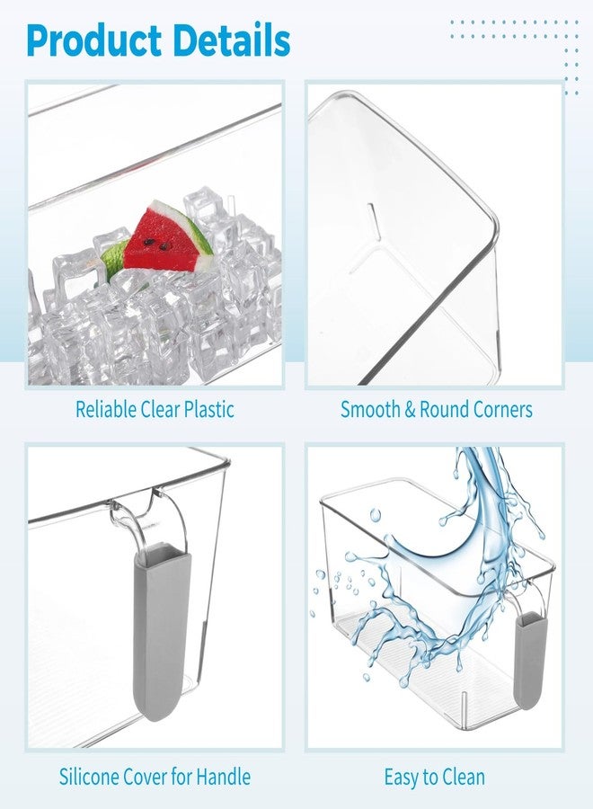 Homaisson 2 PCS Ice Bin with Scoop and Tong, Ice Bucket with Pull-out Handle for Freezer, 2 Sizes Clear Plastic Ice Container for DIY Drink Summer Party, 12.2 x 6.9 x 4.3 in, 12.2 x 4.9 x 4.3 in, Gray Handle - Image 4