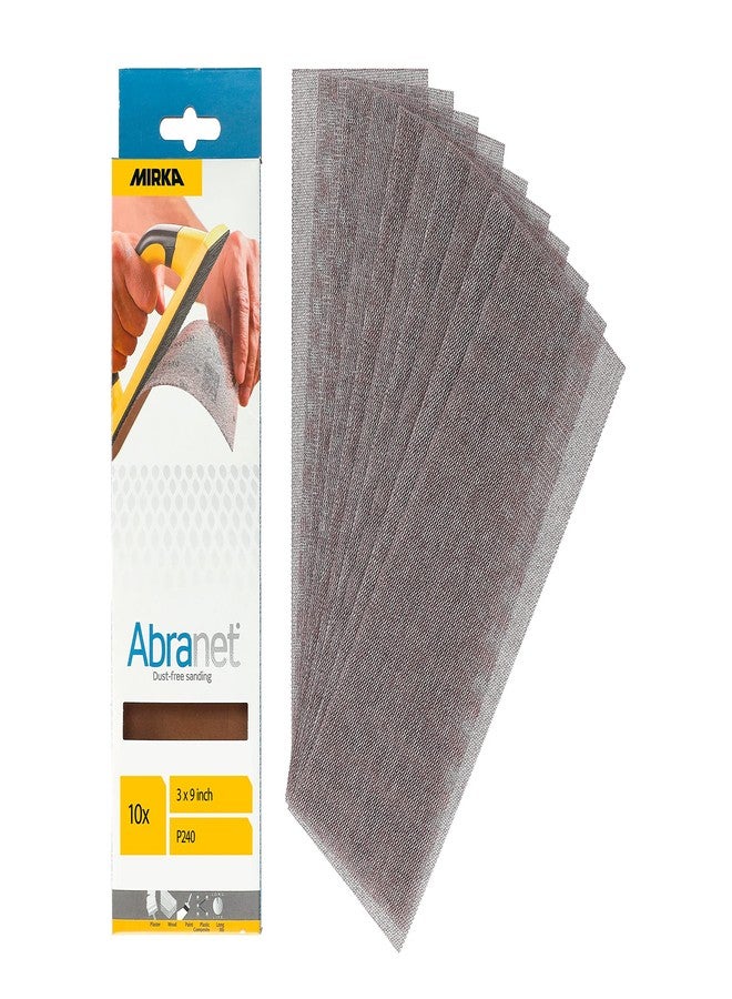 Mirka Abranet Net Sheets 3 x 9 inch/Grit 240 / Mesh Sandpaper Sanding Sheet Hook and Loop / 10 pcs / 9A-175-240RP - Image 1