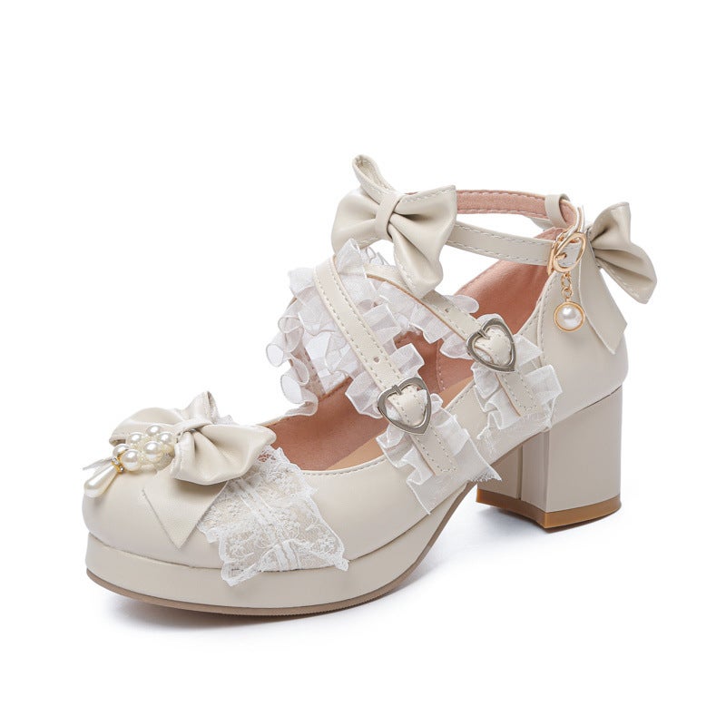 Children'S High Heels 7-15 Years Old 2023 Spring & Fall New Lolita Shoes Students Versatile Flats Large Size Women'S Shoes - Image 1