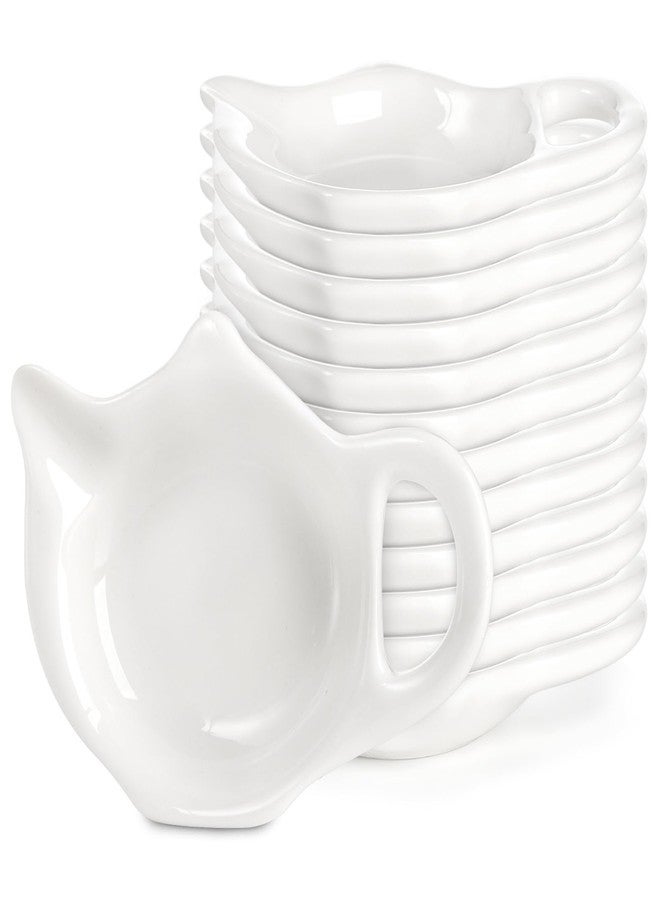 Elsjoy 12 Pack Ceramic Tea Bag Holder Plates, Teapot Shaped Tea Bag Coaster for Used Tea Bag, Small Tea Bag Dish Set, Afternoon Tea Accessories - Image 1