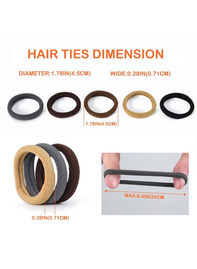 BBPOOL 50PCS Brown Hair Ties,Cotton Seamles Black Hair Band for Women,No Damage Elastics Hair ties for Girls,Soft and Stretchy Ponytail Holders for Thick Heavy &Curly Hair - Image 2