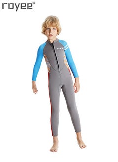 Royee 2.5MM Kids Wetsuits Full Suits Neoprene Thermal Swimsuits Back Zipper Long Sleeve Dive Suit for Boys  - Image 1