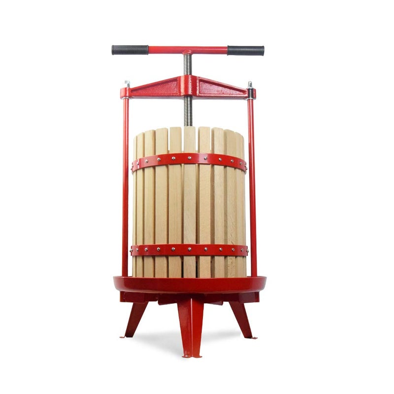 SQUEEZE master SQUEEZE master Fruit Wine Cider Press  Solid Wood Basket 475 Gallon18LT Handle BarMore StableVintage traditional juicerApple Grape Fruit press for Juice Maker1 free filter bag includedRed 